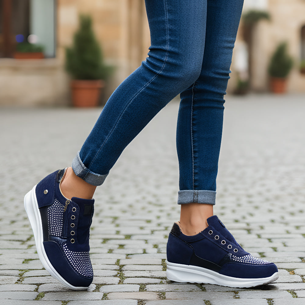 Ortopedyczne Sneakersy damskie z zamkiem i sznurowane