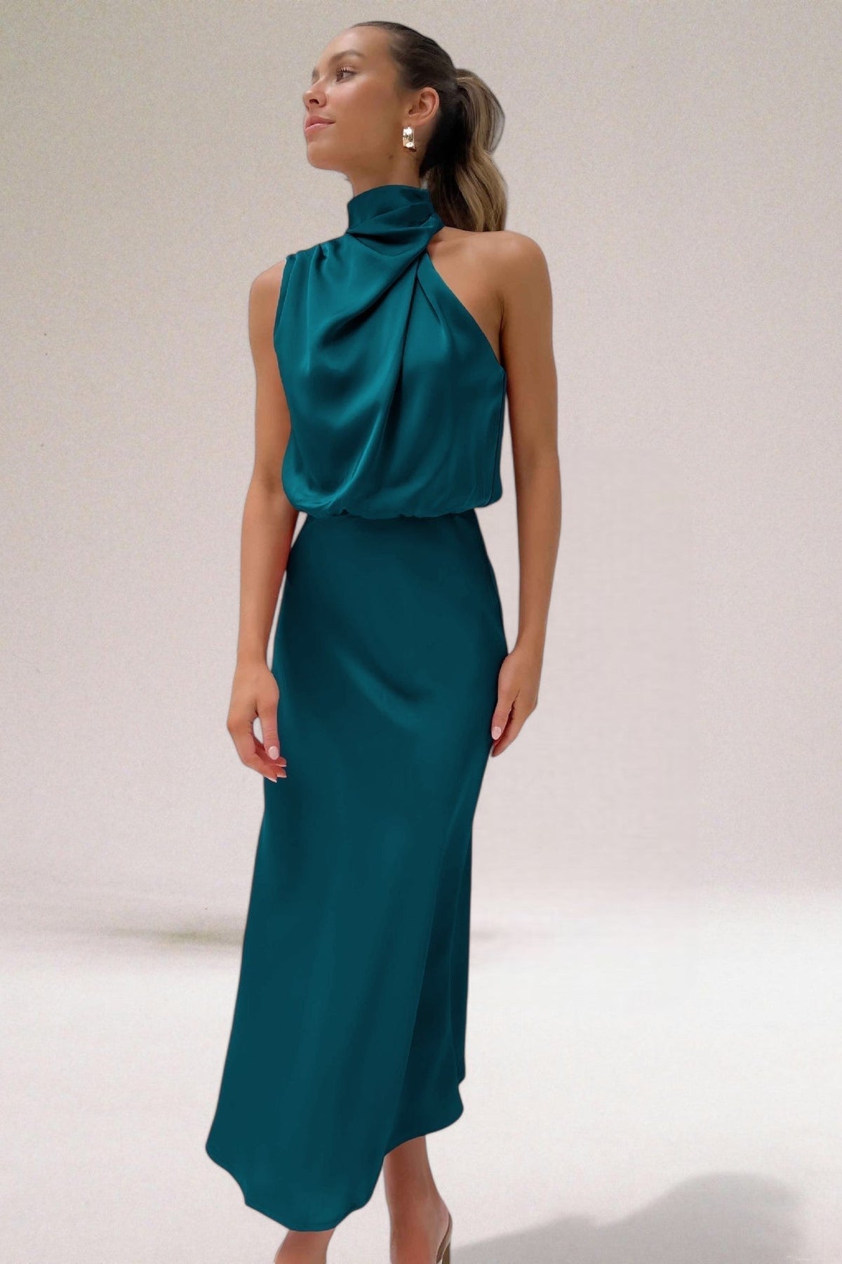 Damska Elegancka Sukienka Maxi Z Dekoltem Halter