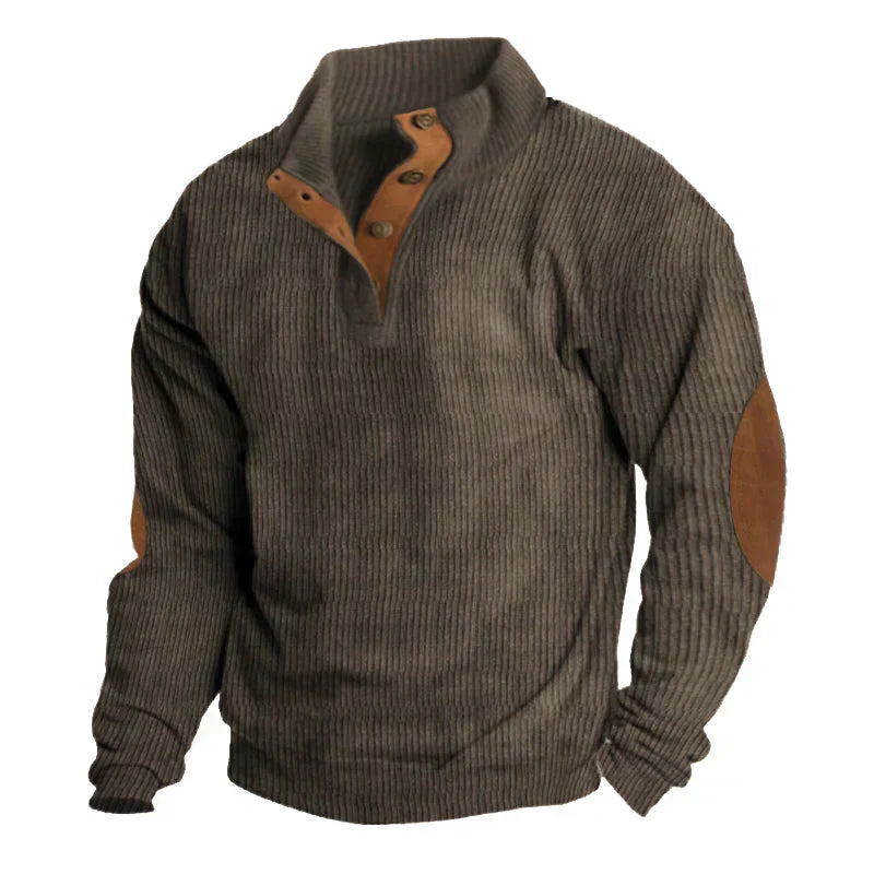 Sweter męski ze stójką na guziki