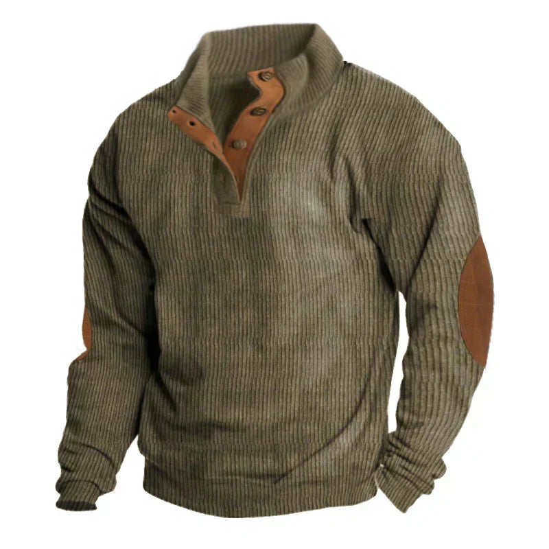 Sweter męski ze stójką na guziki