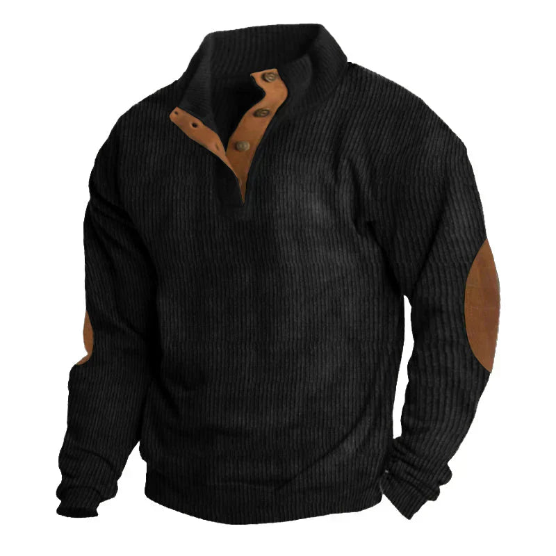 Sweter męski ze stójką na guziki