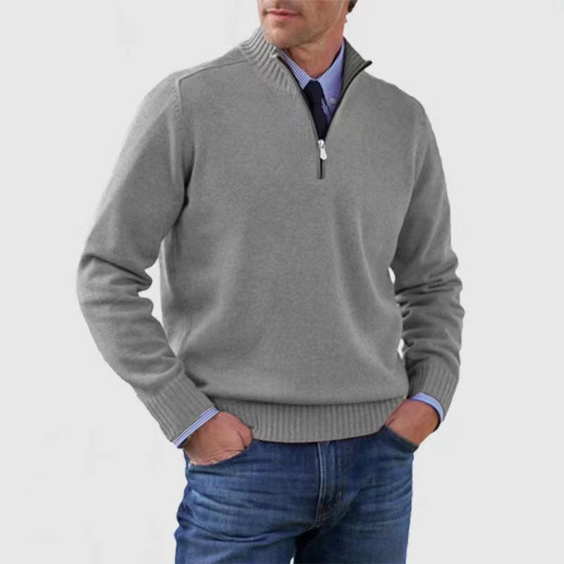 Sweter Męski | Półgolf Z Krótkim Zamkiem