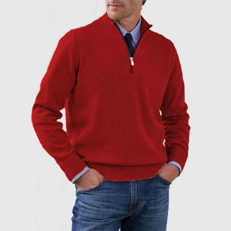 Sweter Męski | Półgolf Z Krótkim Zamkiem