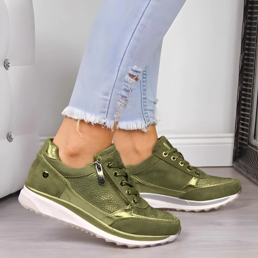 Buty Damskie  Sznurowane Z Zamkiem