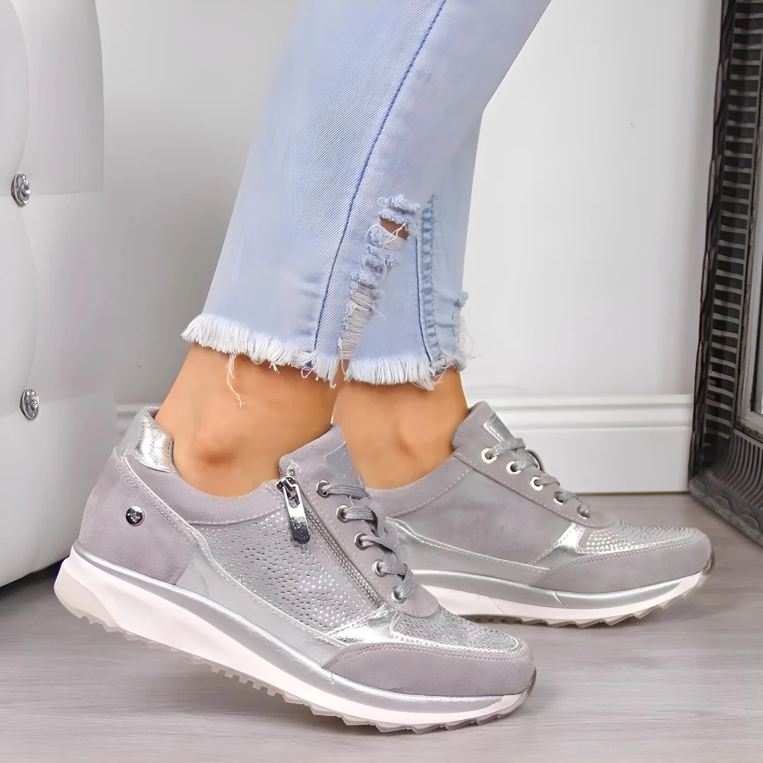 Buty Damskie  Sznurowane Z Zamkiem