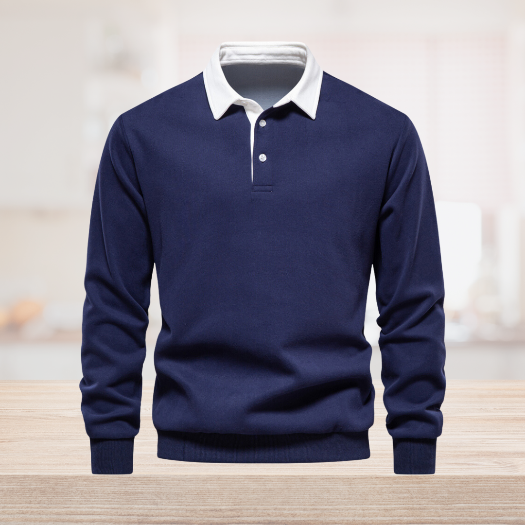 Sweter Męski Polo Długi Rękaw | Na Co Dzień i Do Pracy