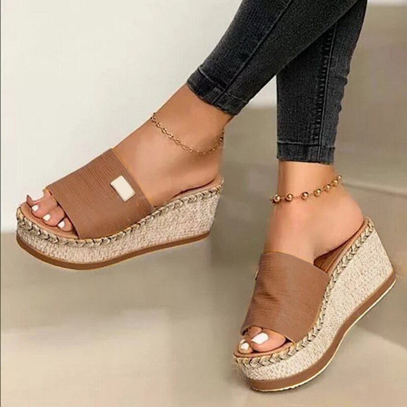 Klapki wygodne letnie damskie espadrylowe na koturnie