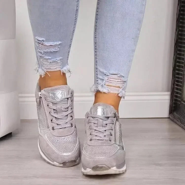 Ortopedyczne Sneakersy damskie z zamkiem i sznurowane