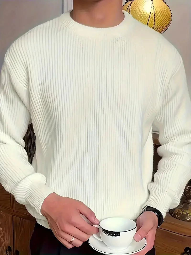 Męski Sweter Z Okrągłym Dekoltem | Fason Dzianinowy