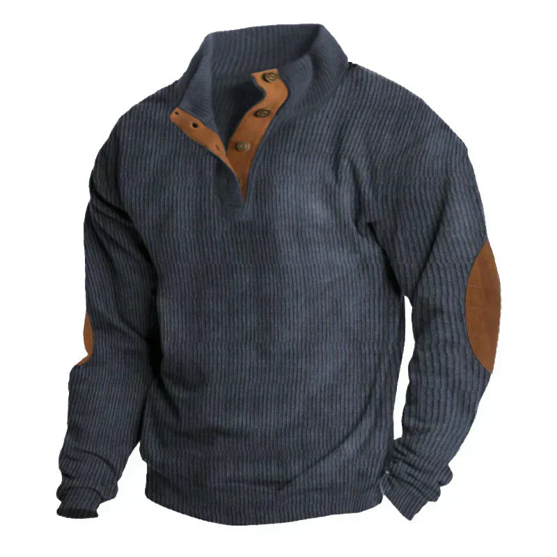 Sweter męski ze stójką na guziki