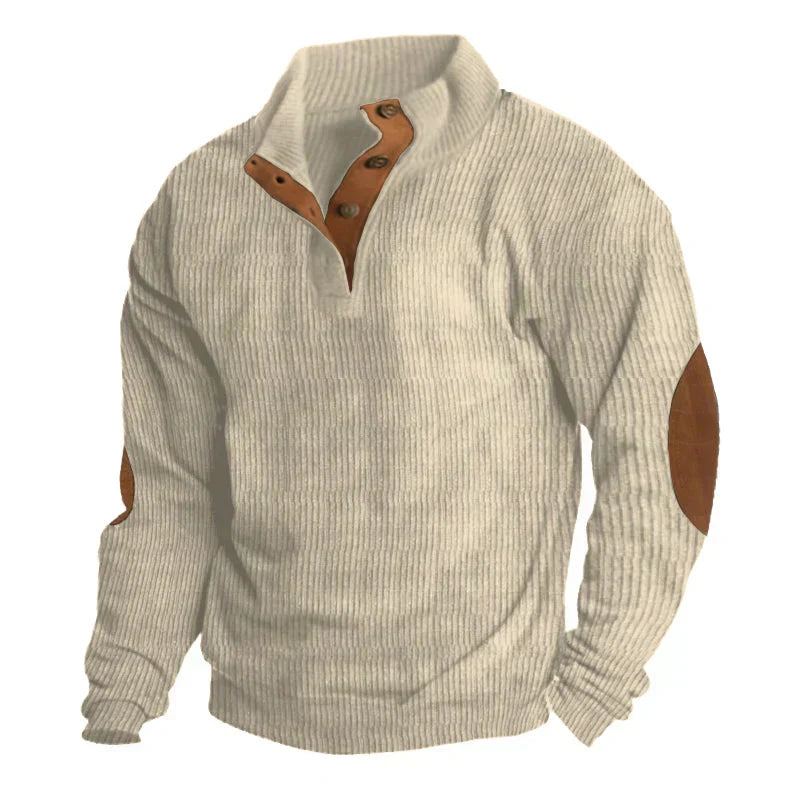 Sweter męski ze stójką na guziki