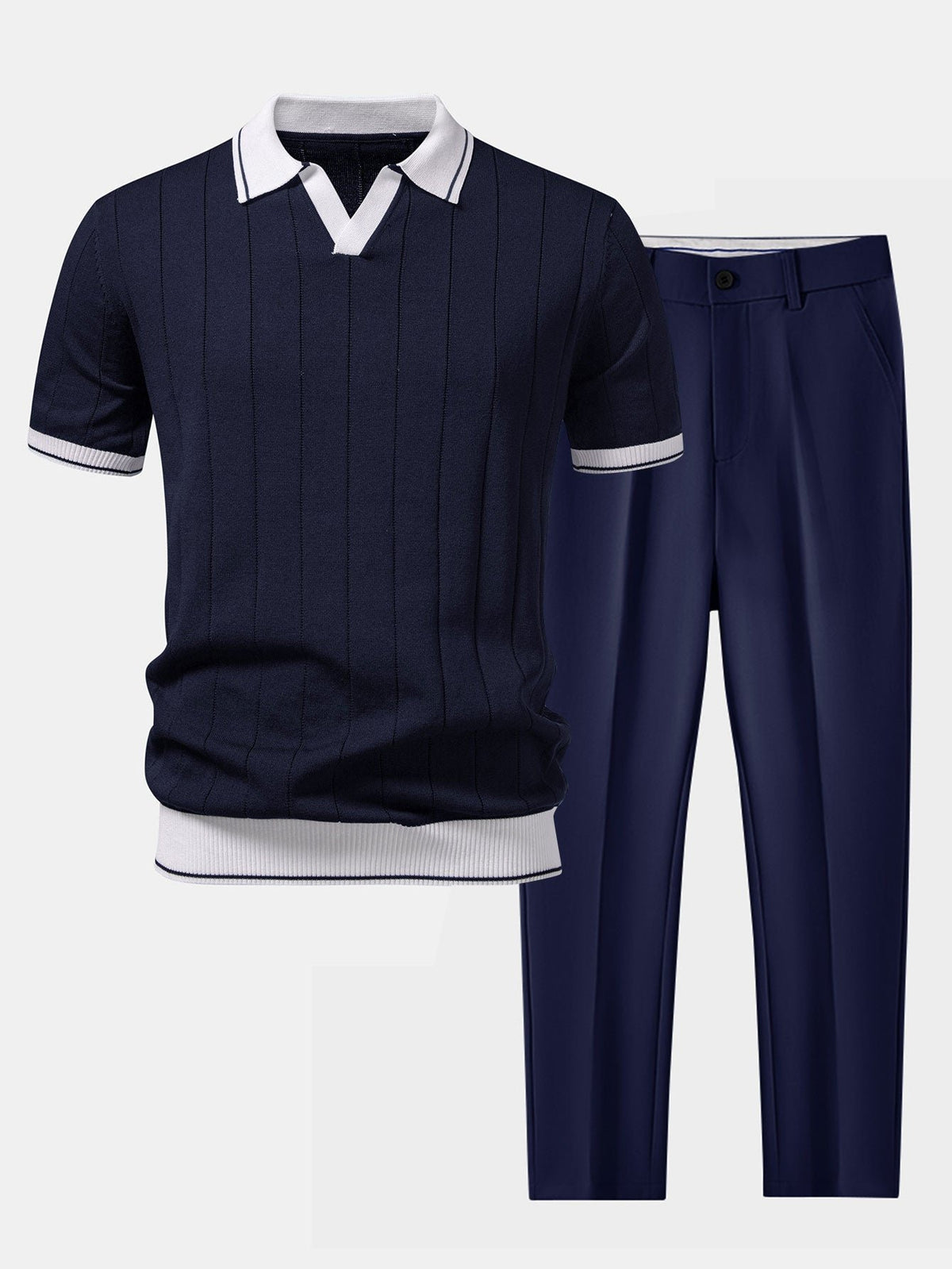Elegancki komplet polo i spodnie męski - Quinn Front