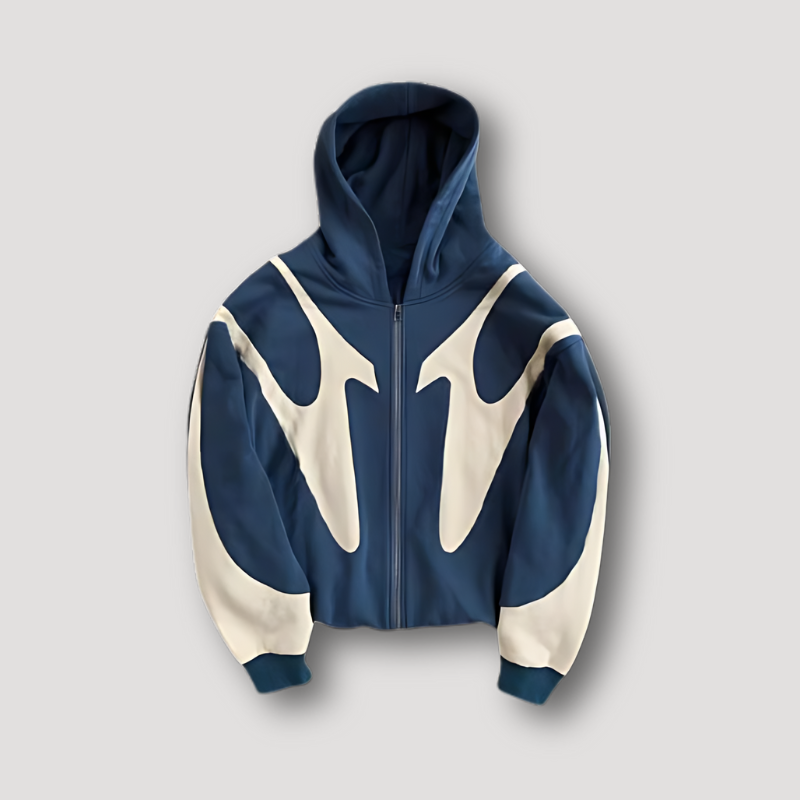Hoodie z zamkiem i graficznym nadrukiem męski Bluza z kapturem