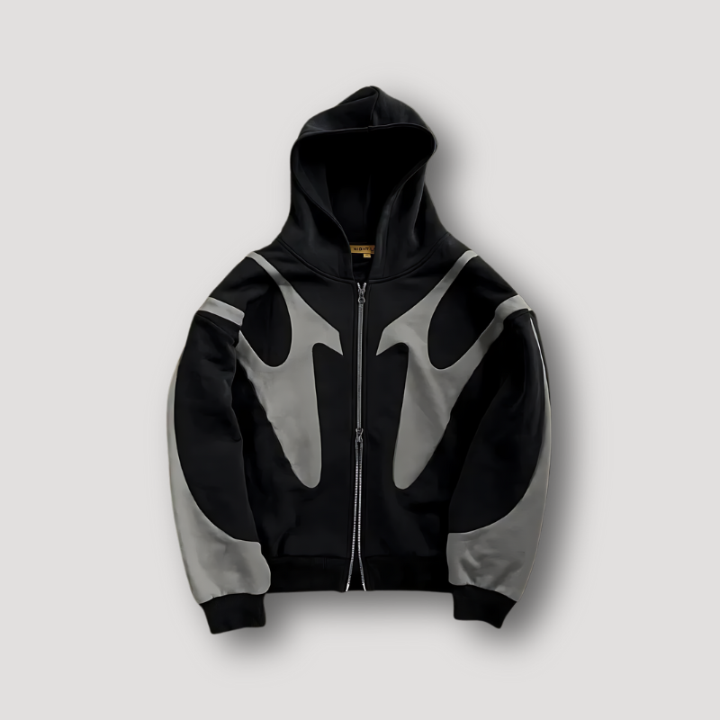 Hoodie z zamkiem i graficznym nadrukiem męski Bluza z kapturem