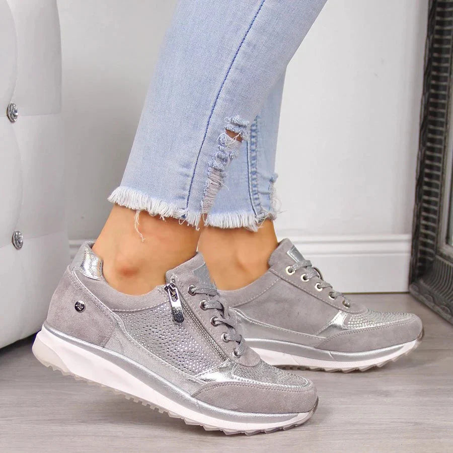 Ortopedyczne Sneakersy damskie z zamkiem i sznurowane