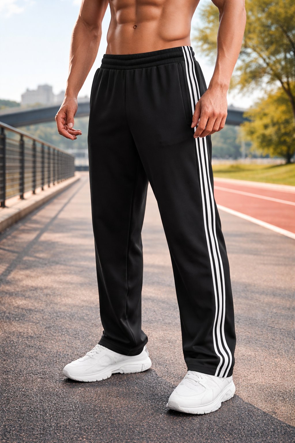 Lekkie spodnie sportowe męskie ze sznurkiem - Lars Front