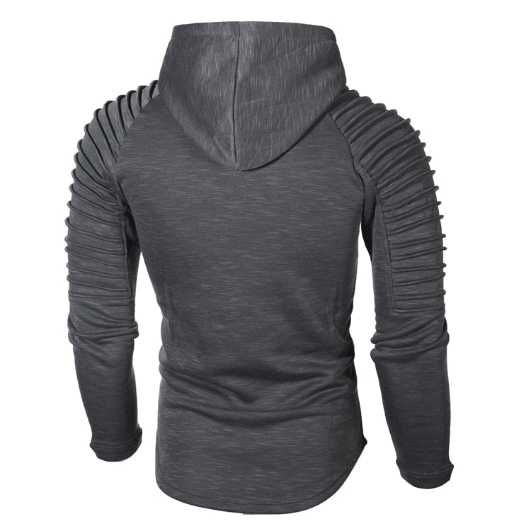 Sweter Męski Z Kapturem Prążkowane Rękawy Dopasowany Krój