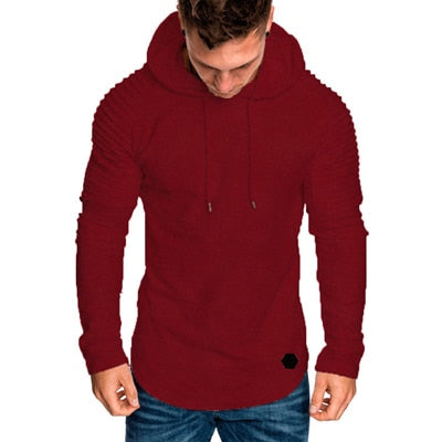 Sweter Męski Z Kapturem Prążkowane Rękawy Dopasowany Krój