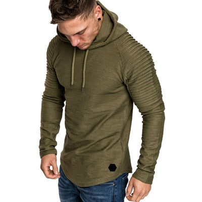 Sweter Męski Z Kapturem Prążkowane Rękawy Dopasowany Krój