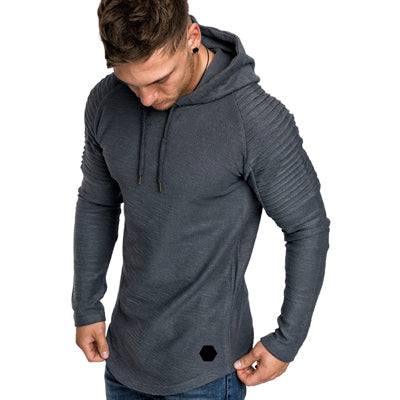 Sweter Męski Z Kapturem Prążkowane Rękawy Dopasowany Krój