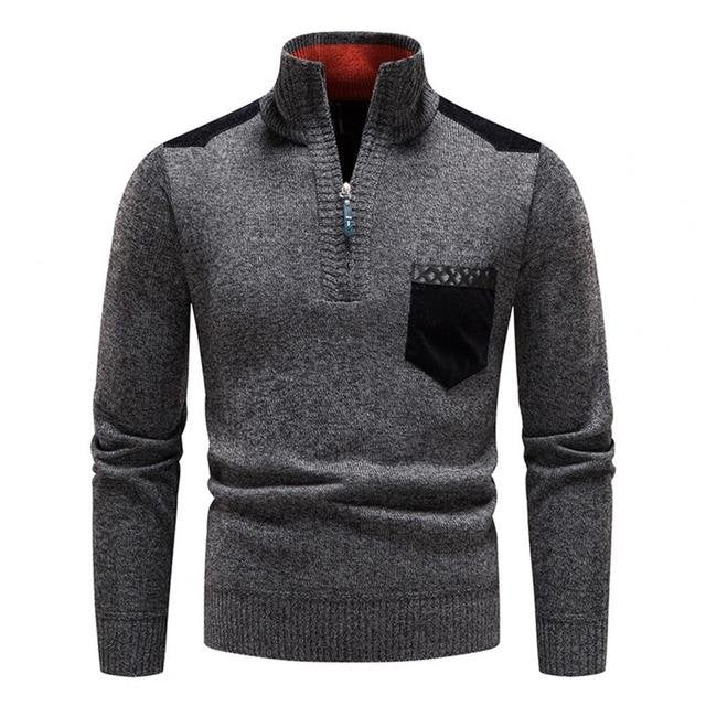 Sweter męski z półgolfem na zamek - Felix Front