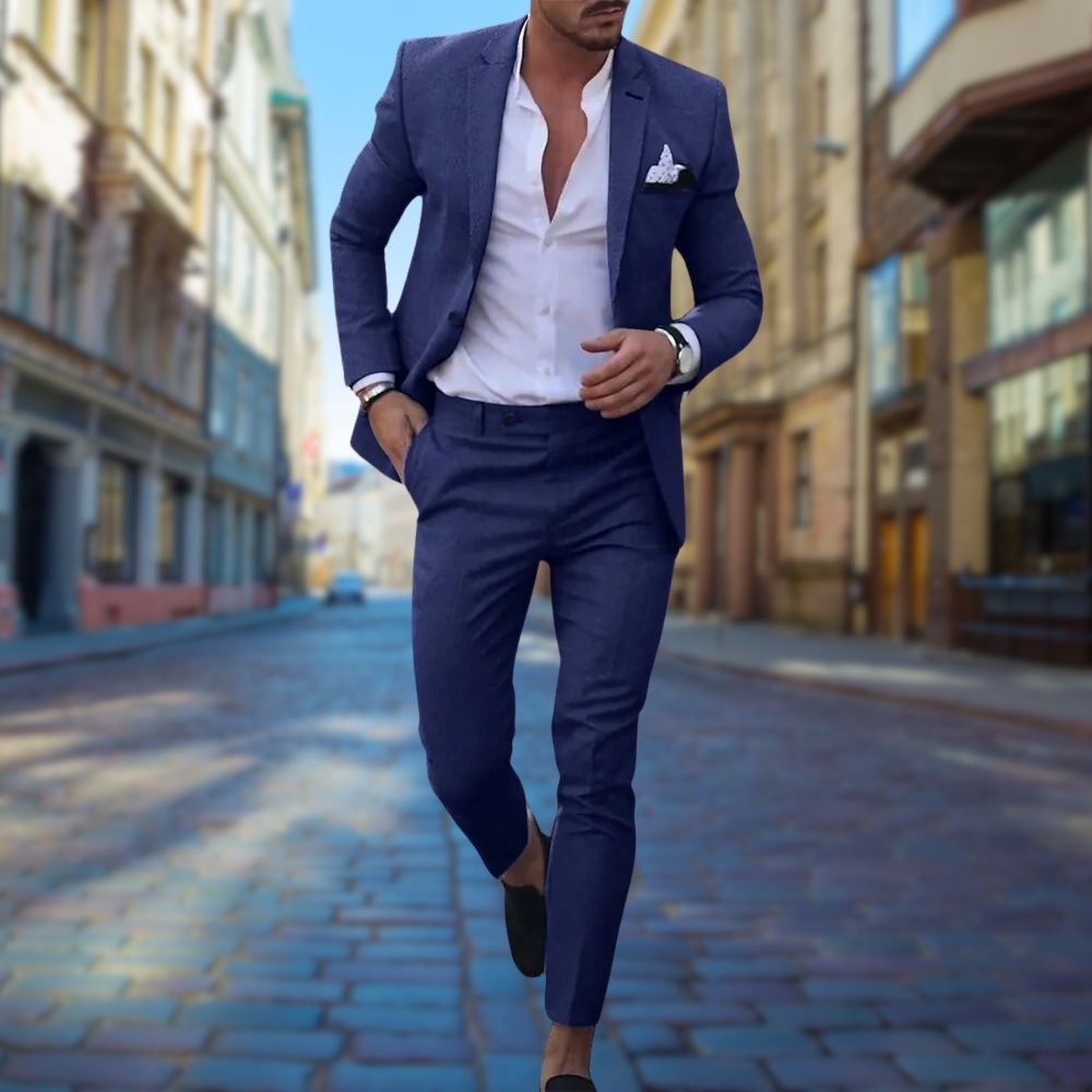 Tailored garnitur slim fit męski - Blake Close Up