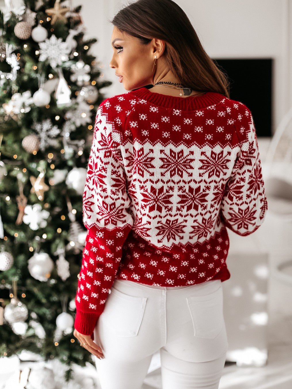 Świąteczny zimowy sweter męski w renifery - Owen Detail