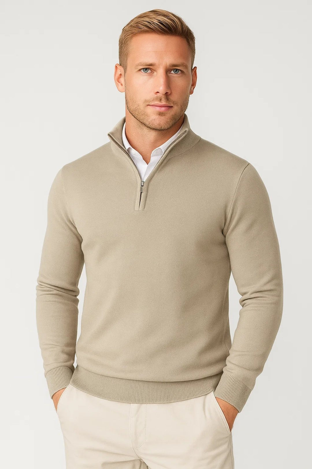Zimowy sweter męski z półgolfem - Cole Front